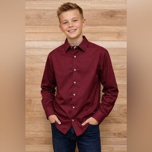 Black n Bianco Boys Burgundy Dress Shirt | Size 16